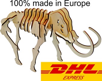 Mammoth Puzzle - DHL express delivery - Wooden 3D Puzzle - Diy Kit - Kids Room Wood Decor - Birthday Gift for Kids Wooden Sculpture