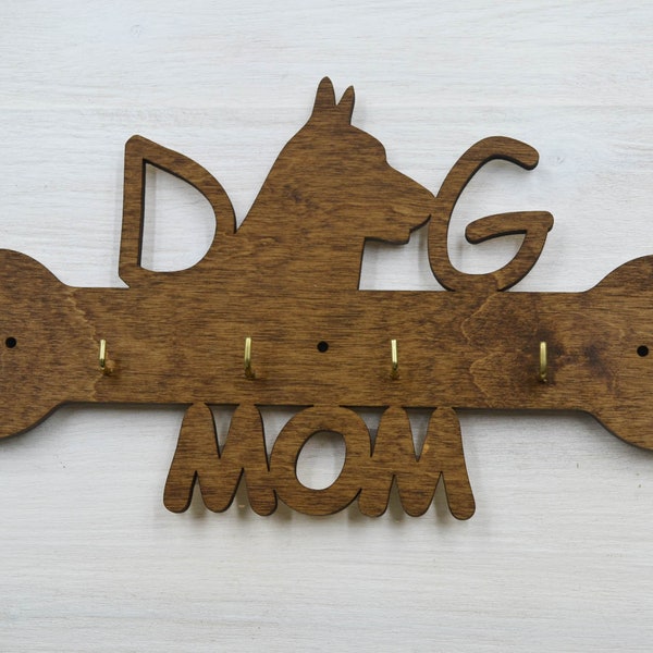 Dog Mom Leash Holder Hostess Gift Housewarming Gift Wood Signs Wood Decor Rustic Home Decor Rustic Wall Decor Pet Accessories Pet Gifts