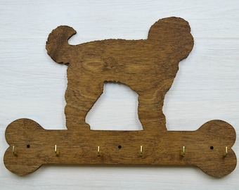 Labradoodle hundkoppelhållare inflyttningspresent rustik väggdekor rustik heminredning värdinnapresent husdjurspresenter trädekor träskyltar djurälskare