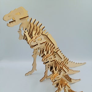 Trex Puzzle - DHL express delivery - Wooden dinosaur 3D Puzzle - Tiranosaurus puzzle - Diy Kit - Birthday Gift for Kids - Dinosaur Skeleton