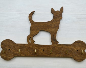 Chihuahua Dog Leash Holder - Rustic Wall Decor - Hostess Gift - Hausewarming Gift - Pet Lovers Pet Gifts - Pet Accessories Hooks