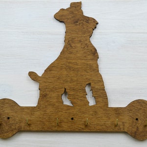Airedale Terrier Dog Leash Holder  - Rustic Home Wall Decor - Housewarming Gift - Dog wall hooks - Key Holder for Pet Lovers