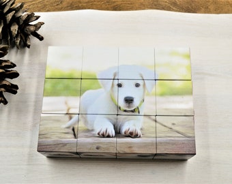 Rompecabezas de cubo de madera personalizado de 12 piezas - Regalo de cumpleaños único - Regalo de boda personalizado - Decoración del hogar de madera