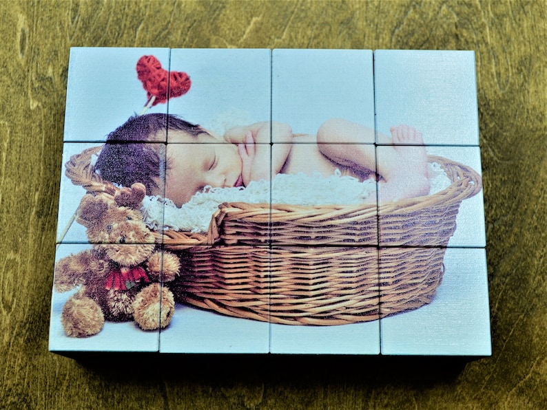 Personalized 12-Piece Wooden Cube Puzzle Unique Birthday ...