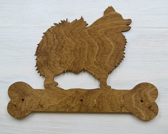 Pommersche Hund Leine Halter - rustikale Home-Wand-Dekor - Housewarminggeschenk - Hund Wandhaken - Schlüsselanhänger für Haustier-Liebhaber