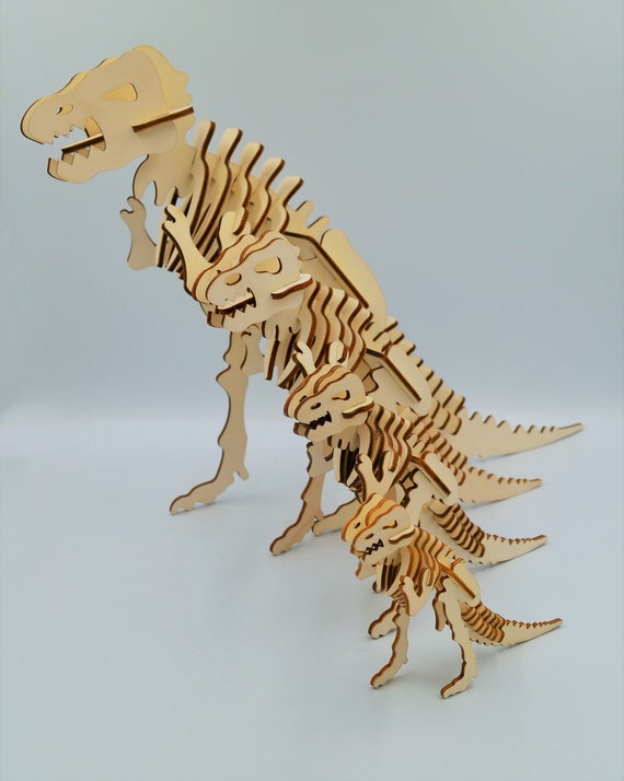 wooden dinosaur skeleton
