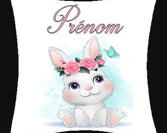 coussin personnalisé lapin