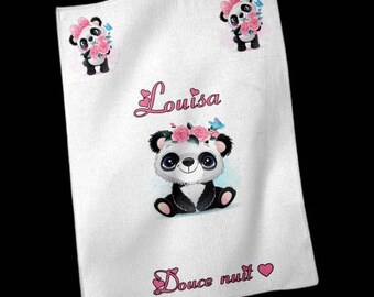 Plaid bébé personnalisé panda fille