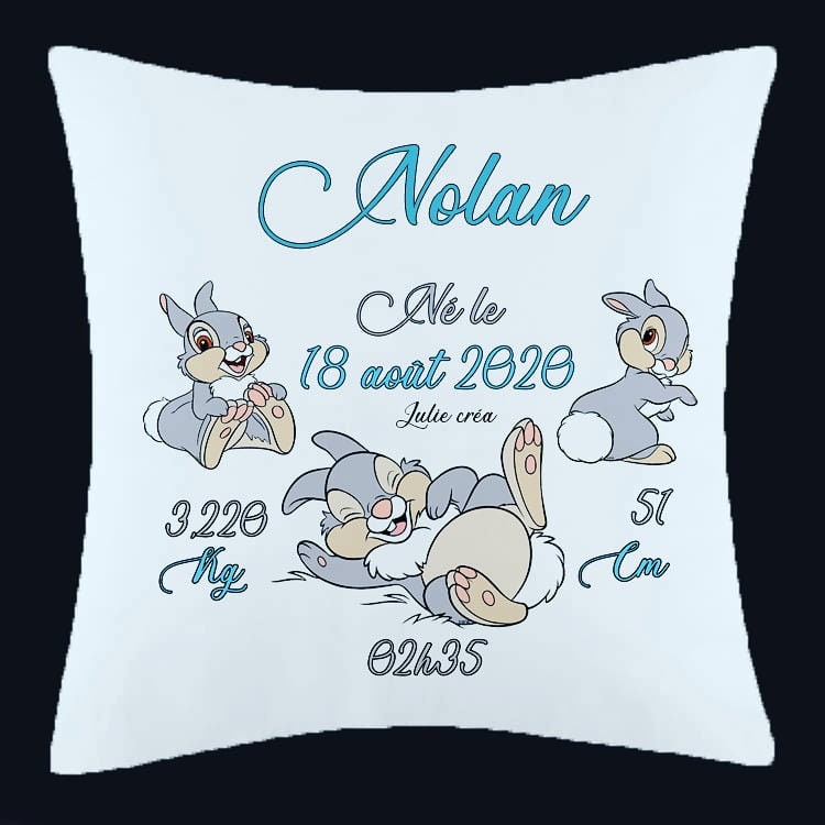 Coussin Naissance Panpan Personnalisé