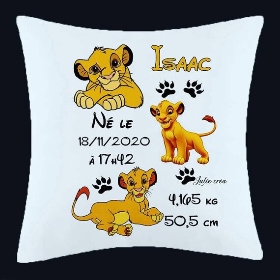 Coussin Naissance Roi Lion Pour Garcon Personnalisable Etsy