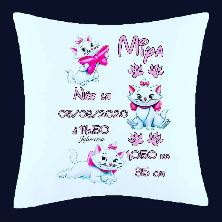 Coussin Naissance Marie Personnalisé