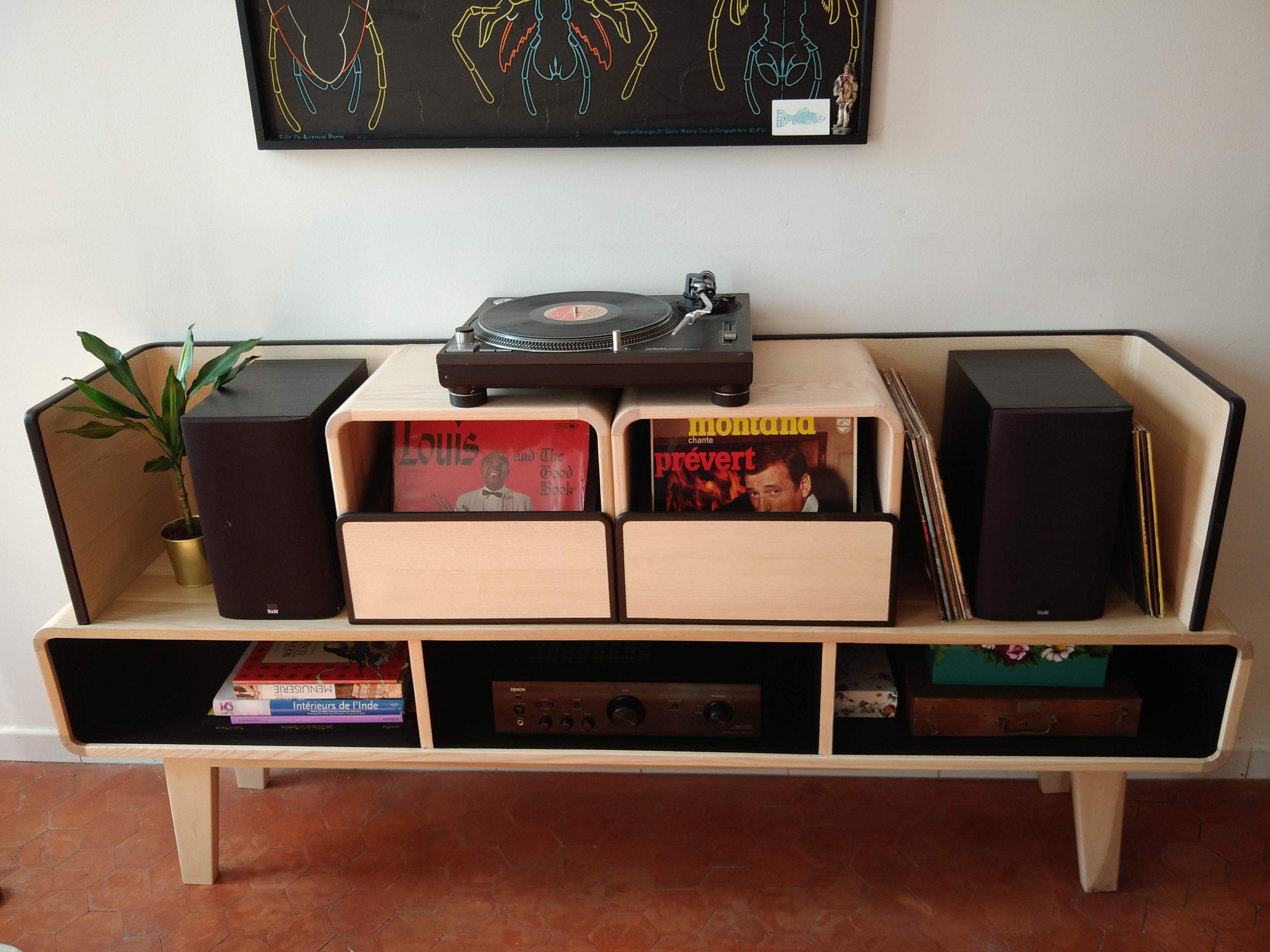 Meuble platine vinyle Etsy