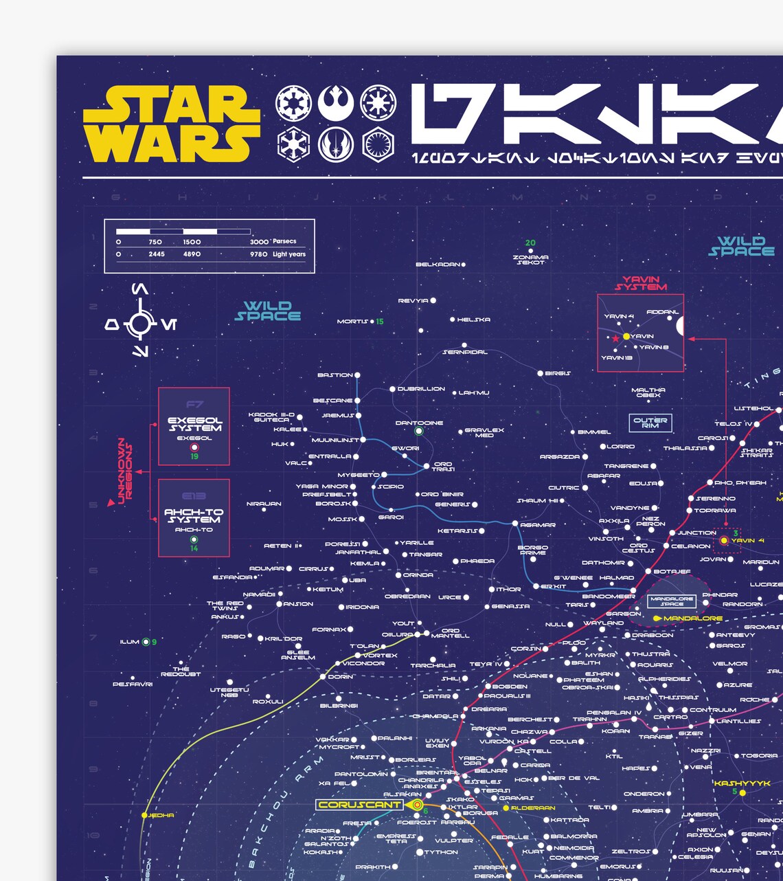 Stars Wars Galaxy Map High Definition Stars Wars universe  Etsy