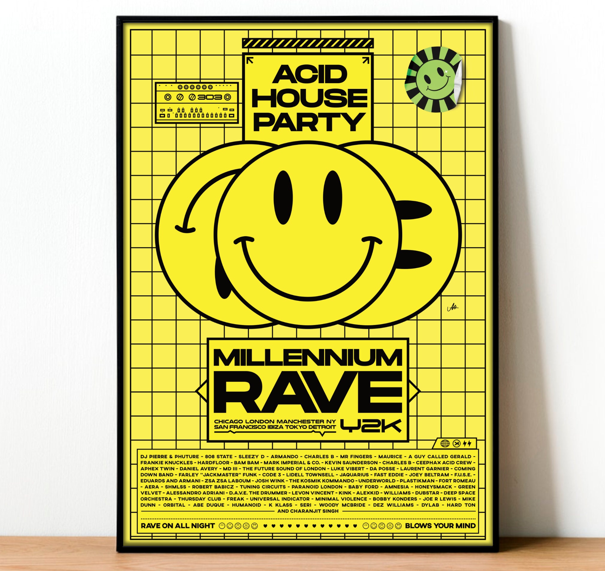 cyber y2k/90s rave poster Art Print for Sale by maya b