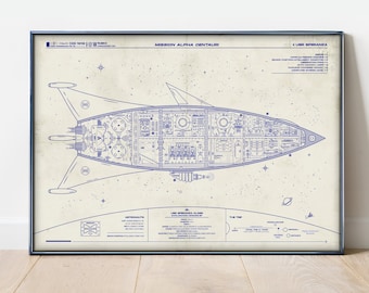 Plan de vaisseau spatial, Art mural Scifi, exploration spatiale, mission planétaire, lancement spatial, impression de brevet de science-fiction, véhicules imaginaires.