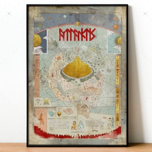 Atlantis Ancient Map, Atlantis the lost Empire poster, Ancient world print, ancient Cartography Wall art, Fantasy poster, Rare manuscript