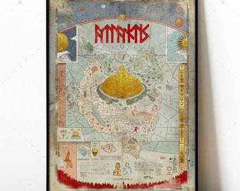 Atlantis Ancient Map, Atlantis the lost Empire poster, Ancient world print, ancient Cartography Wall art, Fantasy poster, Rare manuscript
