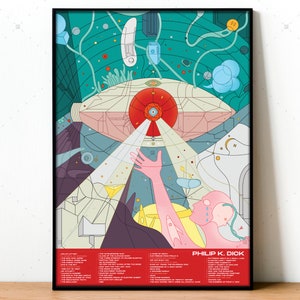 Philip K. Dick Poster, All books Diagram, Science Fiction poster print, Blade Runner Poster, Space Robot Print Android, Film Cult Poster
