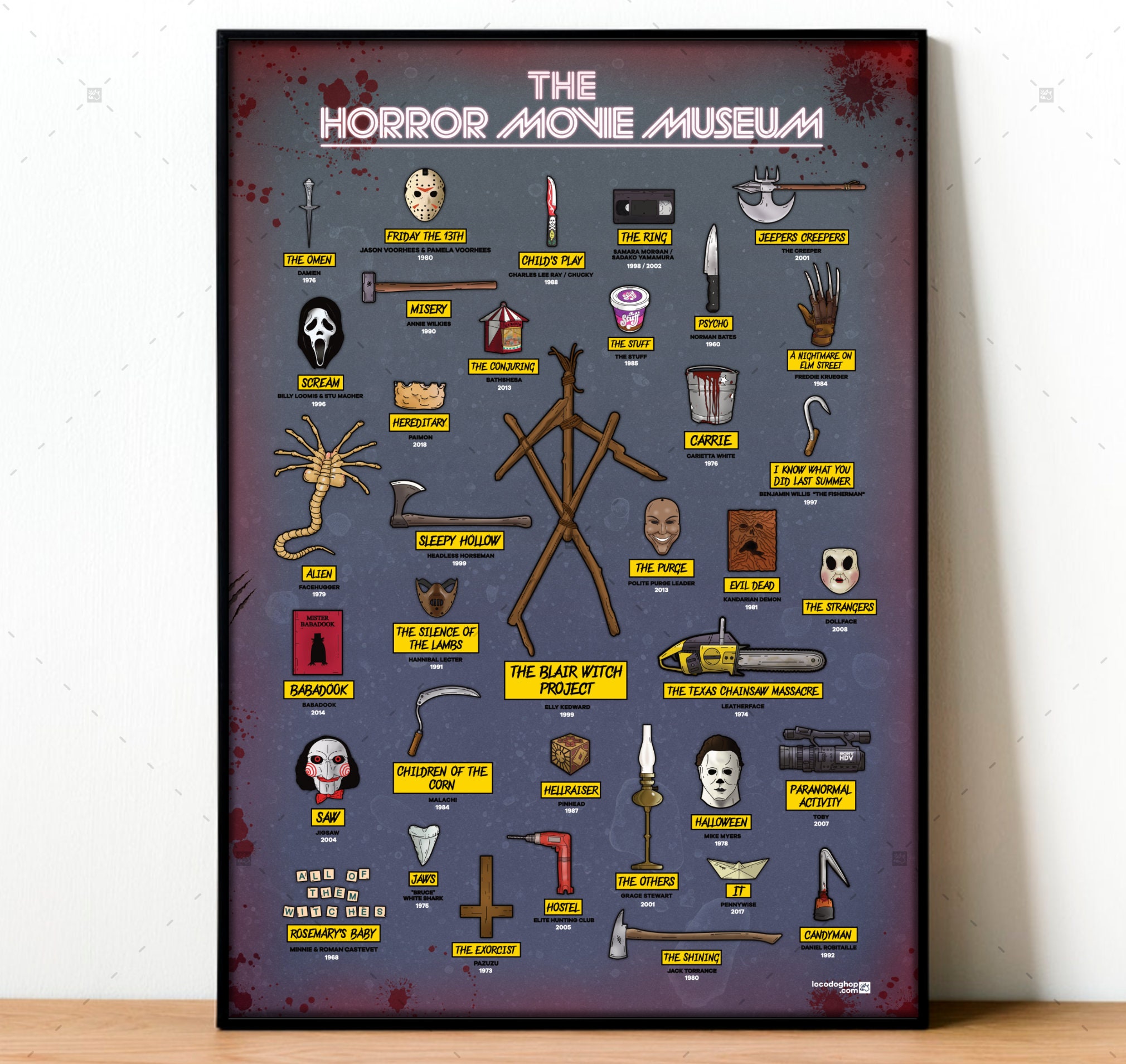 Cinema Terror Movie Poster, Horror film art, Scream movie fan art, scary movies, slasher film, Jason Freddy Killers, Fridays halloween