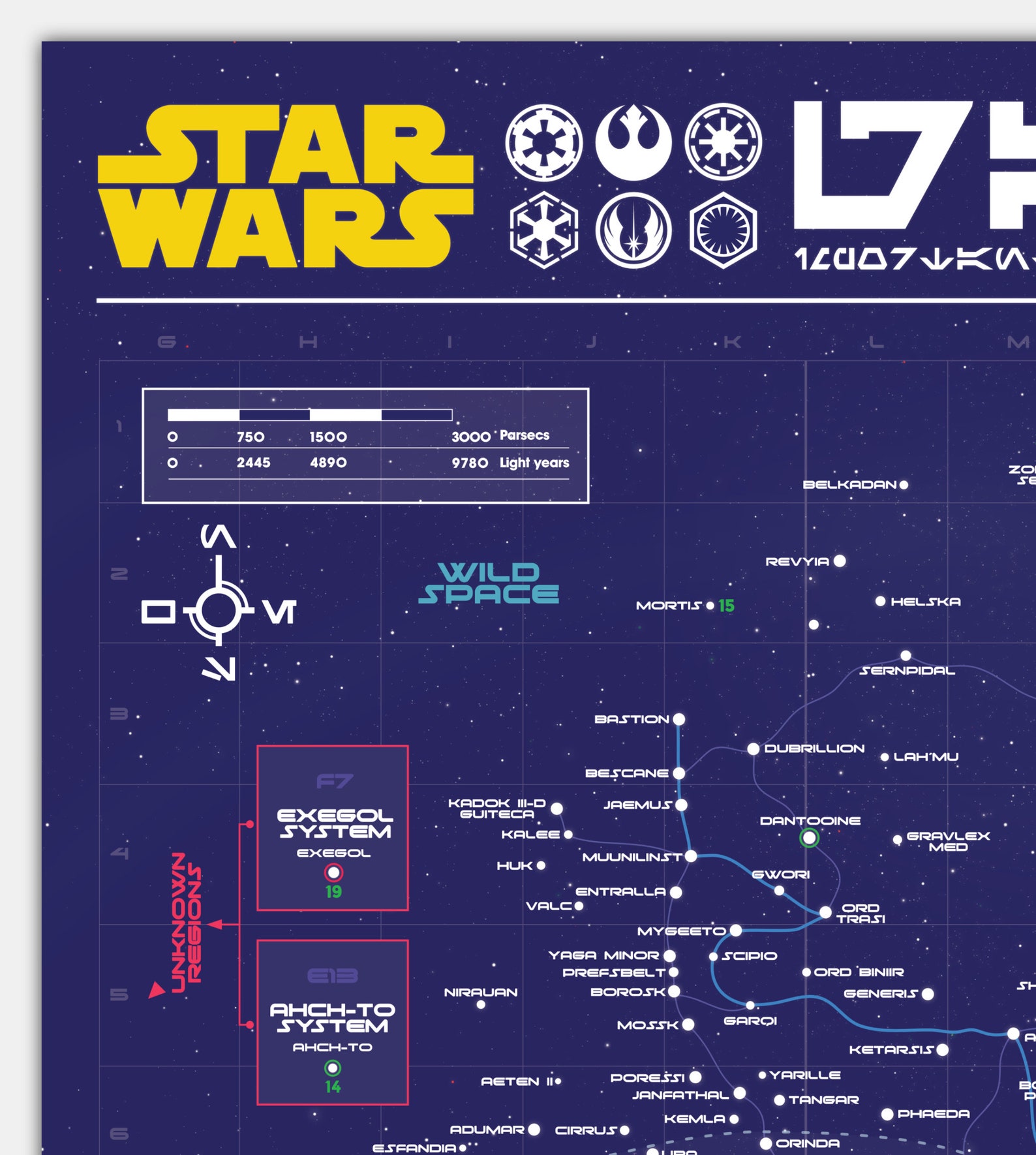 Stars Wars Galaxy Map High Definition Stars Wars Universe - Etsy