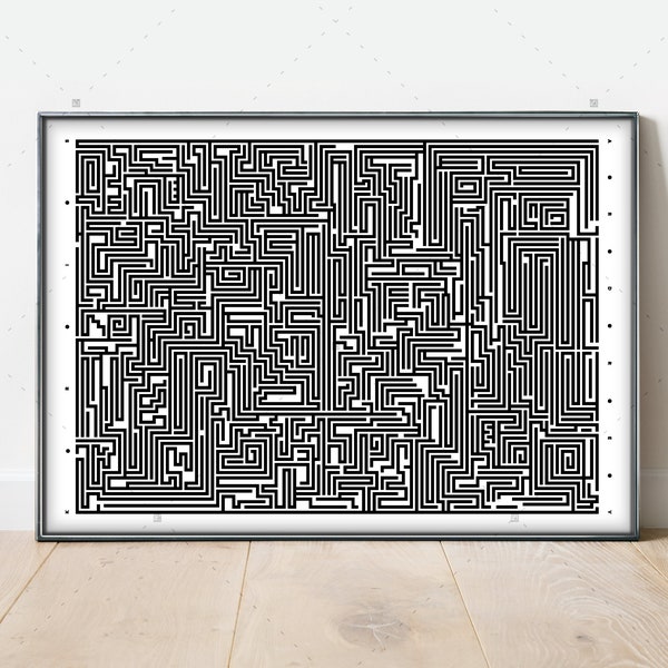 Art Maze par Kris Ardrey, Décor mural labyrinthe, Art mural imprimé moderne, Affiche murale labyrinthe, Labyrinthe optique, Impression Big Maze, Grand Art, Opart