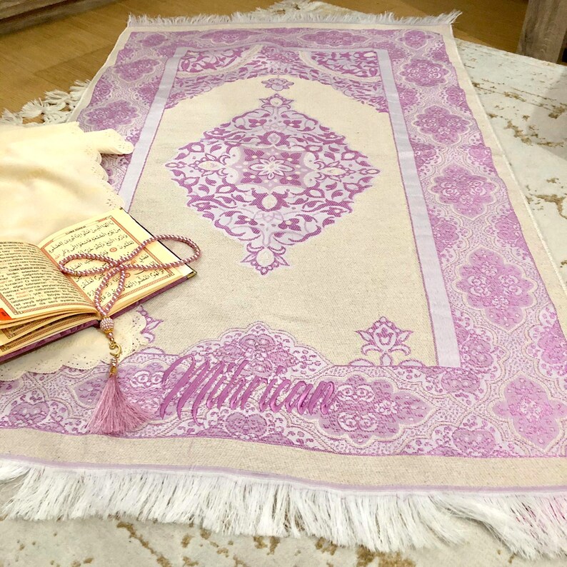 Prayer Mat Dark Blue Islam Gift Personalized Prayer Rug Etsy