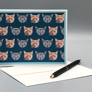 Cat Note Card Set (6 ct), Cats in Glasses, Blank All Occasion Cards, Note Card Gift Set