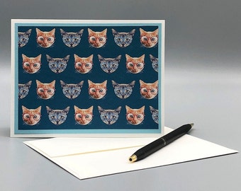 Cat Note Card Set (6 ct), Cats in Glasses, Blank All Occasion Cards, Note Card Gift Set