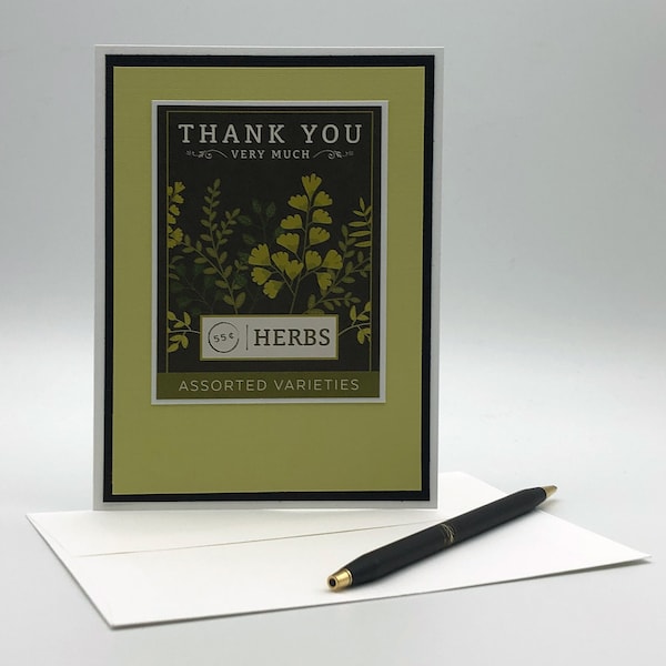 Botanical Print Thank You Card, Thank You Very Much, Blank Inside