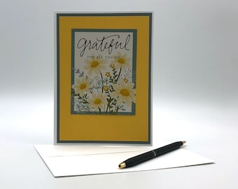 Thank You Card, Yellow Daisies, Grateful for All You Do, Blank Inside