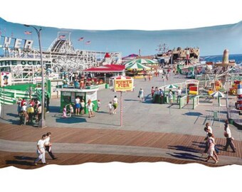 HUNT'S PIER Pillow with a 1960's Photograph, Wildwood, NJ Boardwalk - Rectangular Pillow