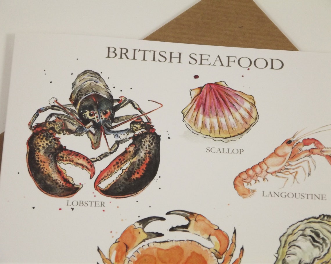British Seafood Greeting Card Cards Gift Wrap Stationery Etsy