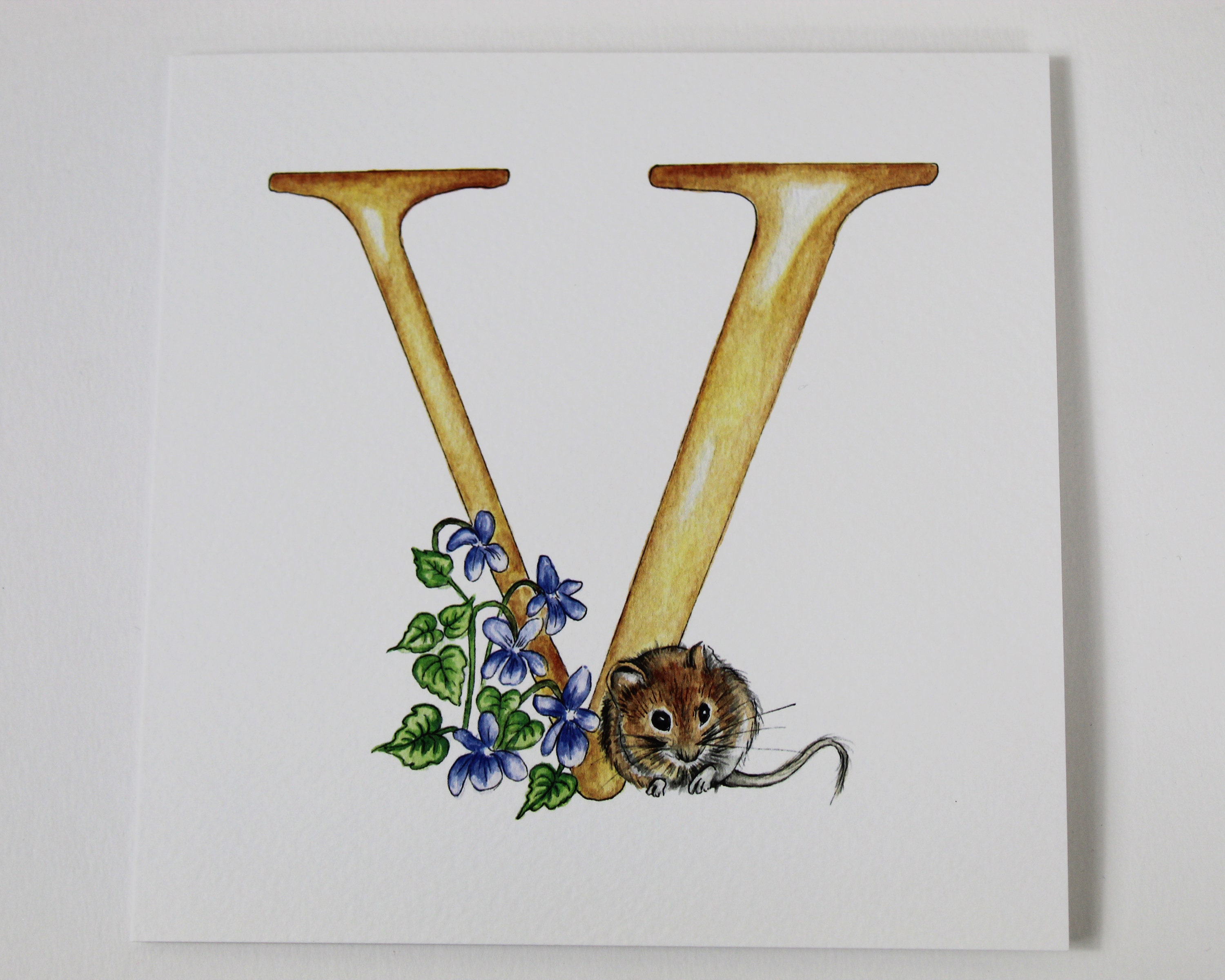 Letter V Monogram Greeting Card Initials Monograms | Etsy