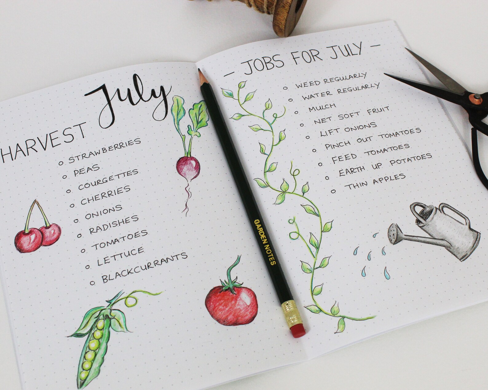 Garden Notes A5 Notebook and Pencil Bullet Journal Notebook | Etsy