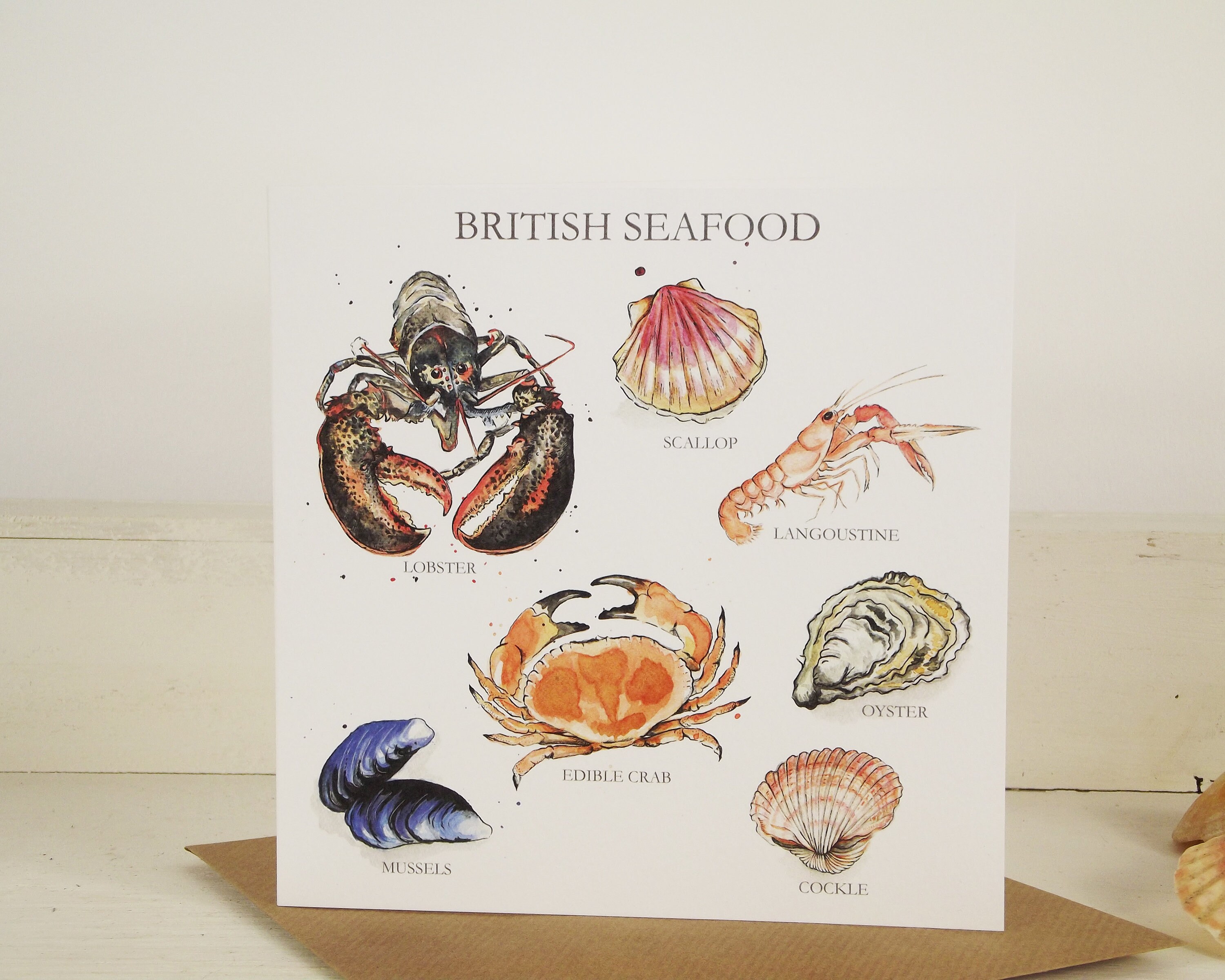 British Seafood Greeting Card Cards Gift Wrap Stationery Etsy