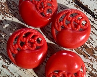 Red Vintage Pierced Buttons