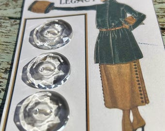 Clear Cut Glass Button
