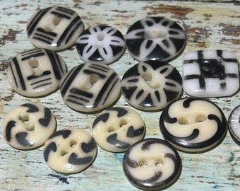 13 China Stencil Calico Buttons
