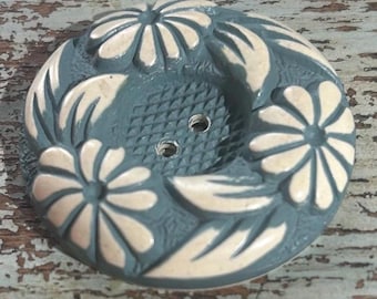Vintage Floral Celluloid Button