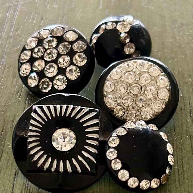 Black Rhinestone Buttons - Etsy