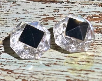 2 Clear Cut Glass Buttons