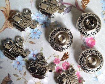 Set of 8 Silver Teapot & Cup Charms