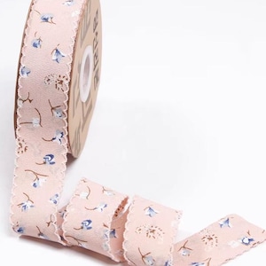 Pink Floral Lace Edged Fabric Ribbon