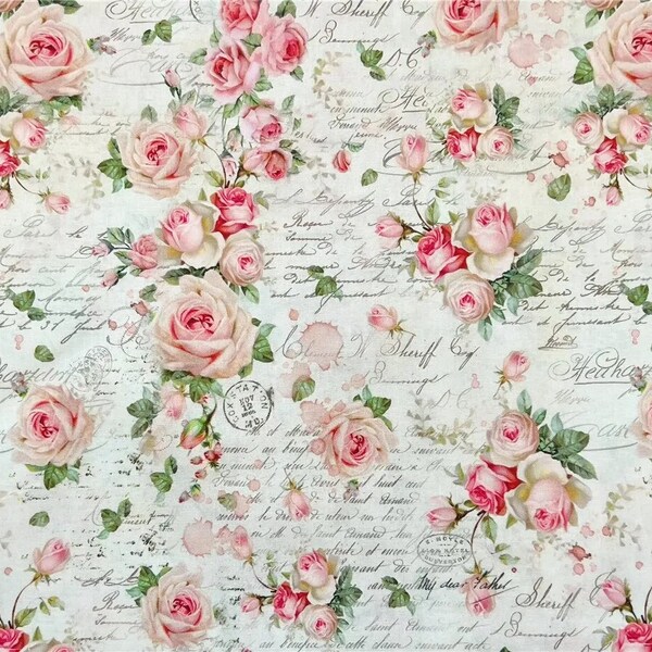 Shabby Chic Roses Fabric Fat Quarter