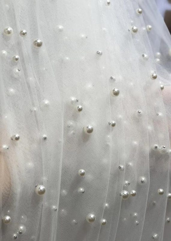 Pearl Studded Tulle Netted Fabric Fat Quarter - Etsy display picture 1