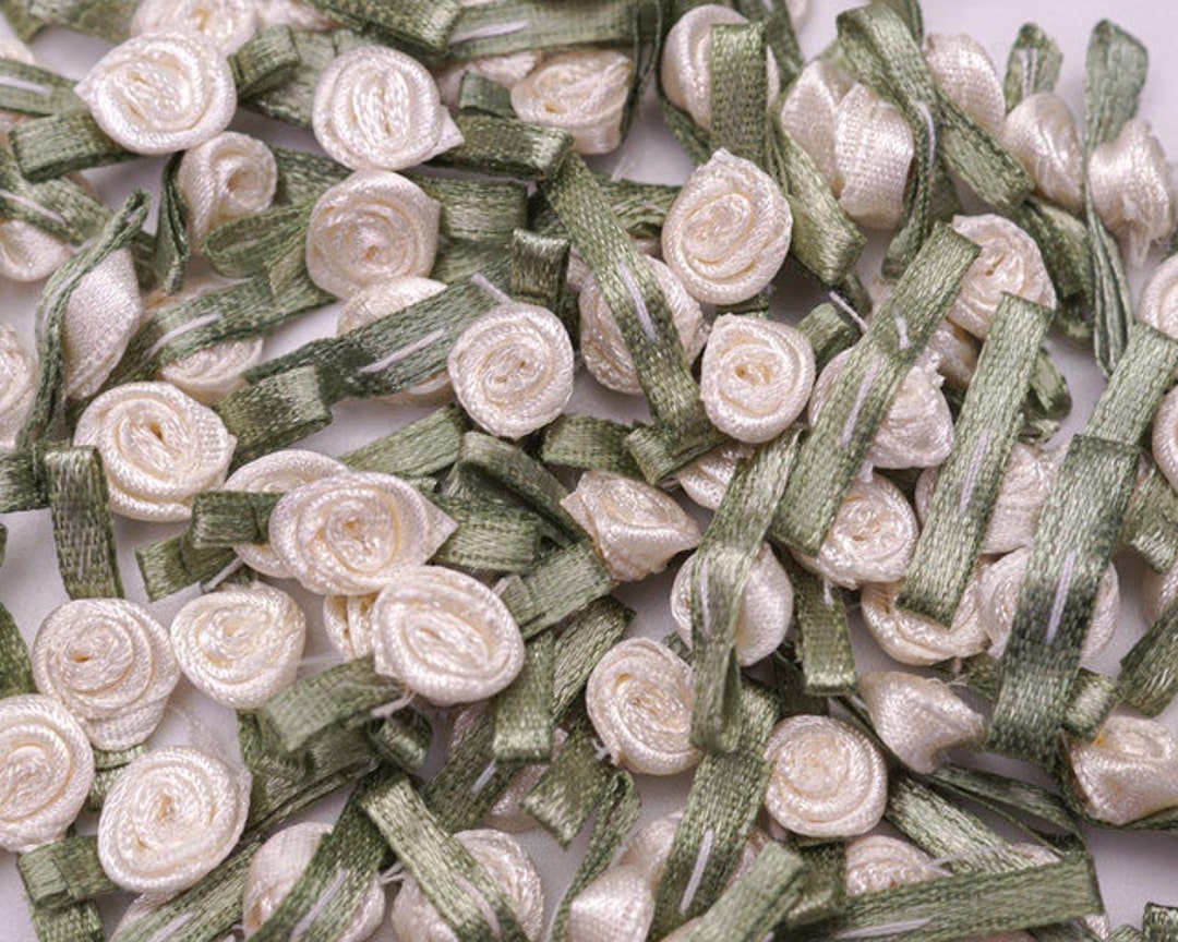 Trending Ribbon Roses Set of 10 Ivory Ribbon Roses - Etsy