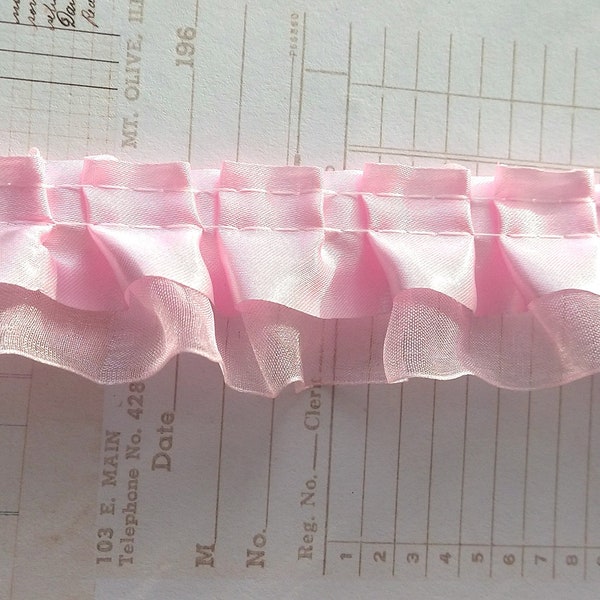 Pink Organza & Satin Box Pleated Trim