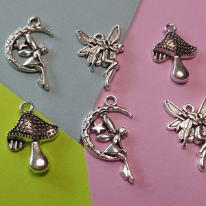 Set of 6 Silver Fairy Charms