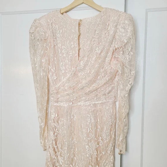 Vintage 1980s Blush Pink Lace Wedding Dress - image 6