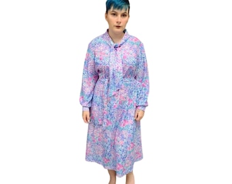 Vintage Pastel Floral 70s Cottage Core House Dress